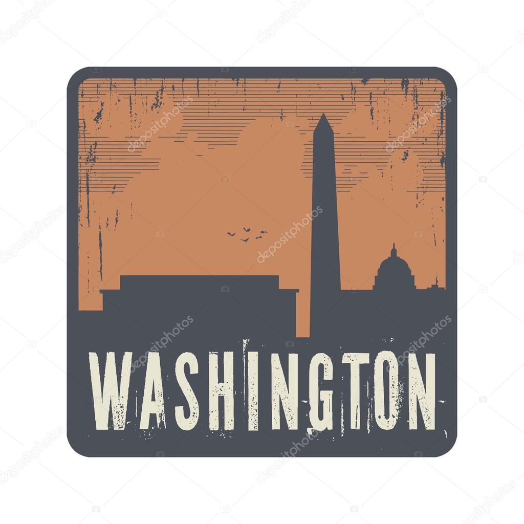 Grunge vintage stamp with text Washington