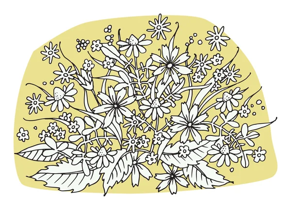 Beyaz arkaplanda el çizimi çiçekler — Stok Vektör