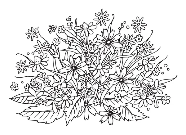 Ručně kreslené květiny na bílém pozadí — Stockový vektor