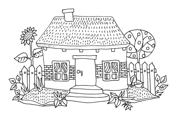 Cartoon hand ritat hus — Stock vektor