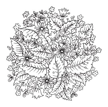 Beyaz arkaplanda el çizimi çiçekler