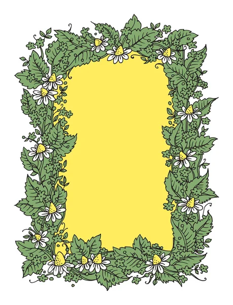 Рамка из цветков на белом фоне — стоковый вектор