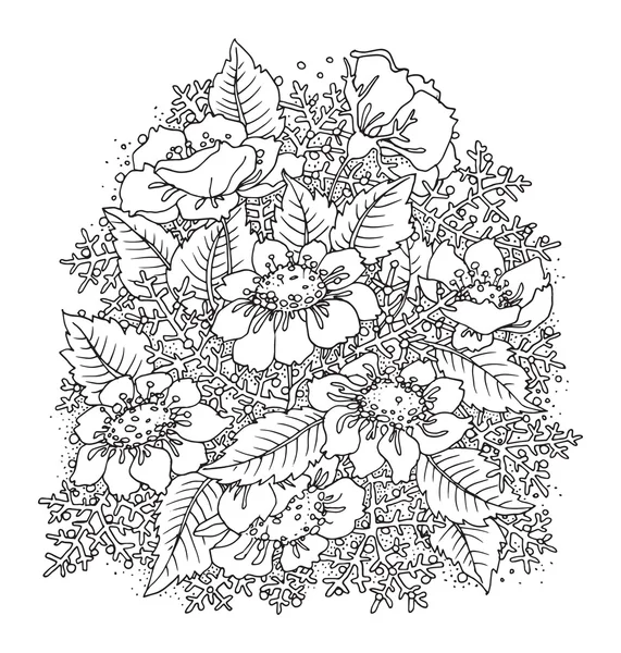 Handritade blommor på vit bakgrund — Stock vektor