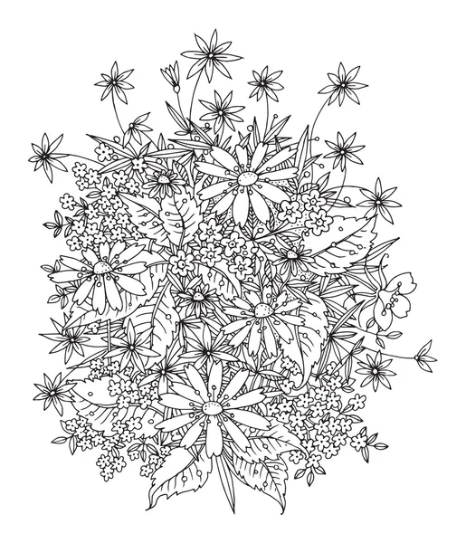 Fiori disegnati a mano su sfondo bianco — Vettoriale Stock