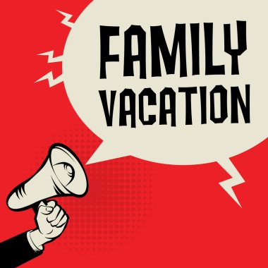 Megafon el, iş kavramı ile metin aile tatil