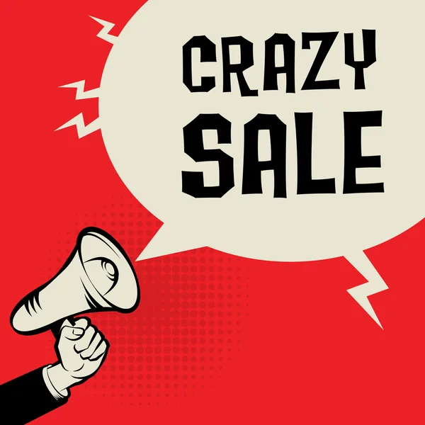 Megafoon Hand, businessconcept met tekst Crazy sale — Stockvector