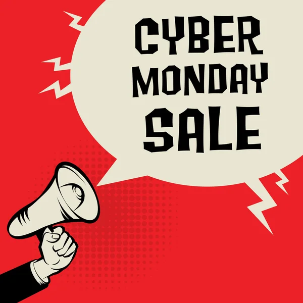 Megáfono Mano, concepto de negocio con texto Cyber Monday Venta — Archivo Imágenes Vectoriales