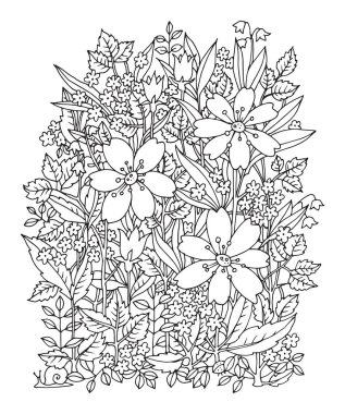 Beyaz arkaplanda el çizimi çiçekler