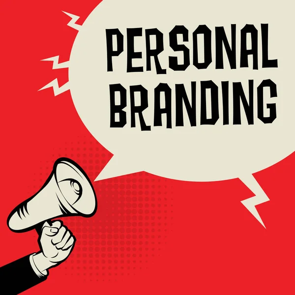 Megaphone Hand, concetto di business con testo Personal Branding — Vettoriale Stock