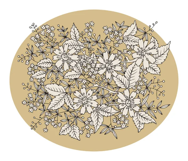 Рука намальовані квіти на білому тлі — стоковий вектор