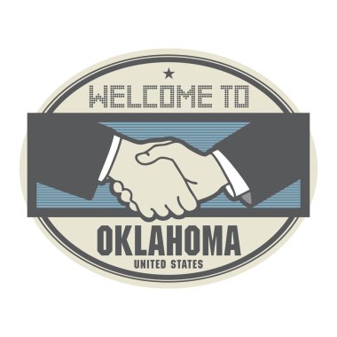 El sıkışma ile iş kavramı ve metin Oklahoma'ya hoş geldiniz