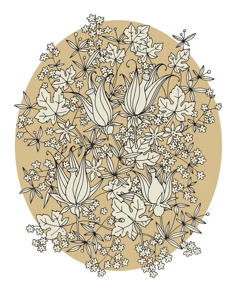 Ручной рисунок цветов на белом фоне — стоковый вектор