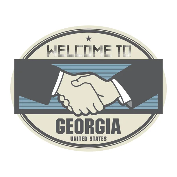 Concepto de negocio con apretón de manos y el texto Welcome to Georgia , — Archivo Imágenes Vectoriales