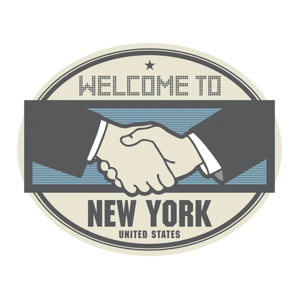 El sıkışma ile iş kavramı ve metin New York'a hoş geldiniz — Stok Vektör