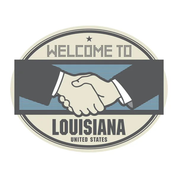 Concept d'entreprise avec poignée de main et le texte Bienvenue en Louisiane — Image vectorielle