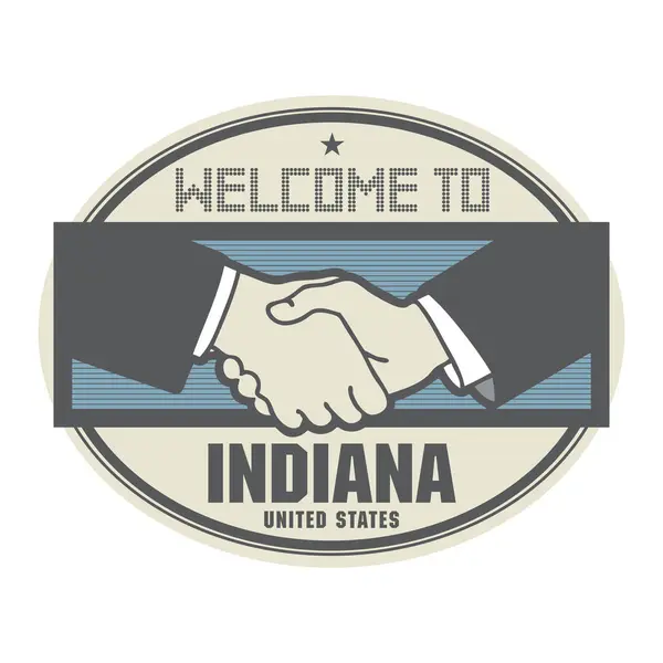 Business concept with handshake and the text Welcome to Indiana, — Stock Vector
