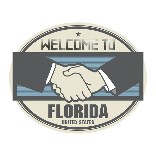 经营理念与握手和文本欢迎来到佛罗里达州, — 图库矢量图片