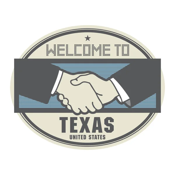 Obchodní koncept s handshake a text Vítejte v Texasu, U — Stockový vektor
