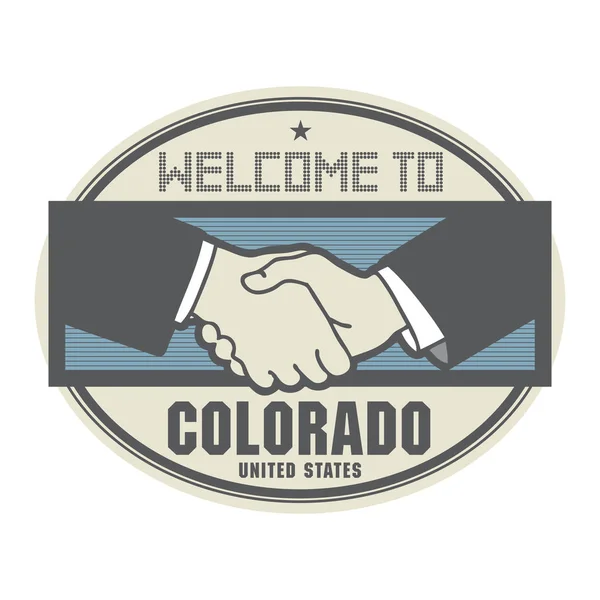Conceito de negócio com aperto de mão e texto Bem-vindo ao Colorado — Vetor de Stock