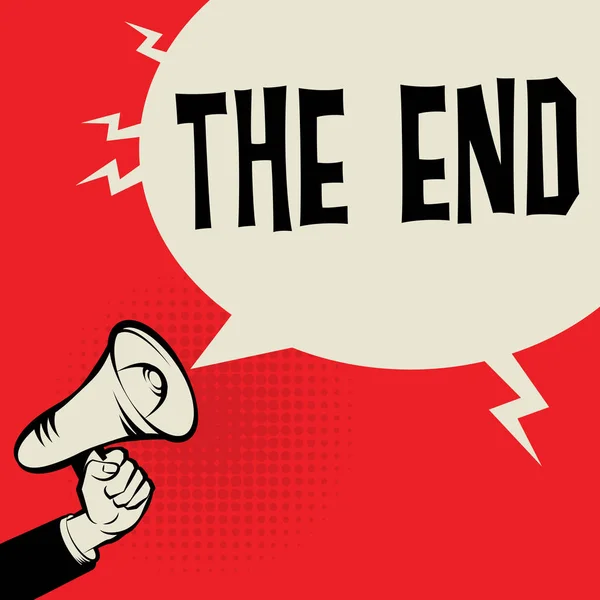 Megaphone Hand, concept d'entreprise avec texte The End — Image vectorielle