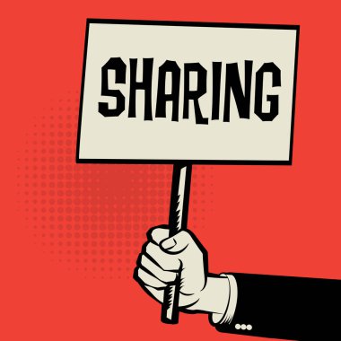 Poster elinde, iş kavramı metin ile paylaşım