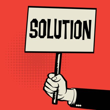 Poster elinde, iş kavramı ile metin çözüm