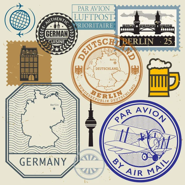 Podróży znaczki lub symbole tematu zestaw, Niemcy — Wektor stockowy