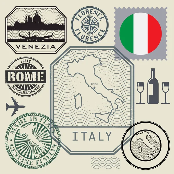 Travel stamps or symbols set, Italy theme — Stock Vector