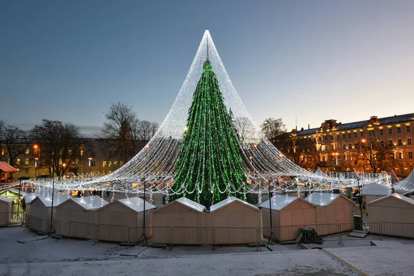 Vilnius Noel ağacı gece görünümü — Stok fotoğraf