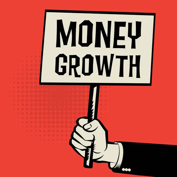 Poster elinde, metin para büyüme ile iş kavramı — Stok Vektör