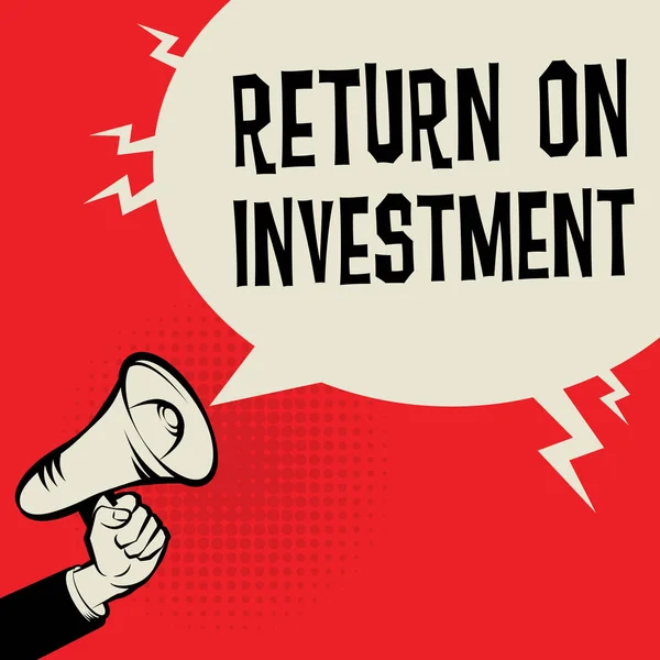 Megafon kezét, üzleti koncepció, szöveg Return On Investment — Stock Vector