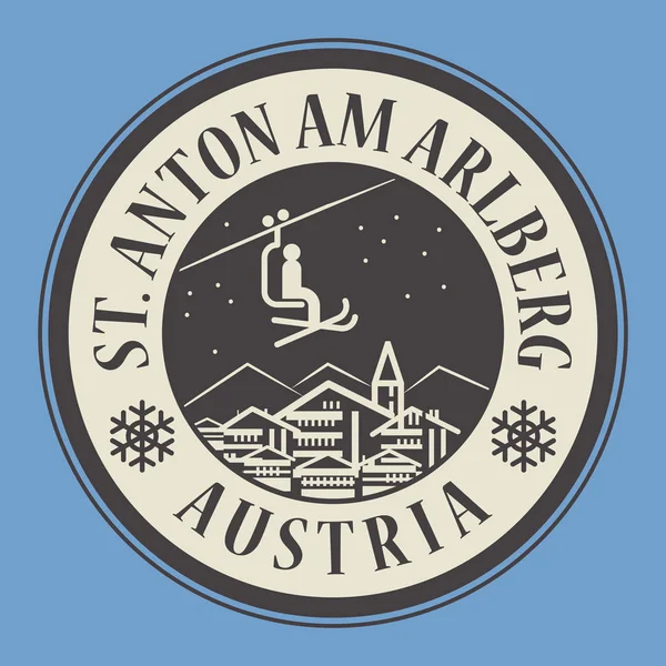 St. Anton am Arlberg in Austria, ski resort — Stok Vektör