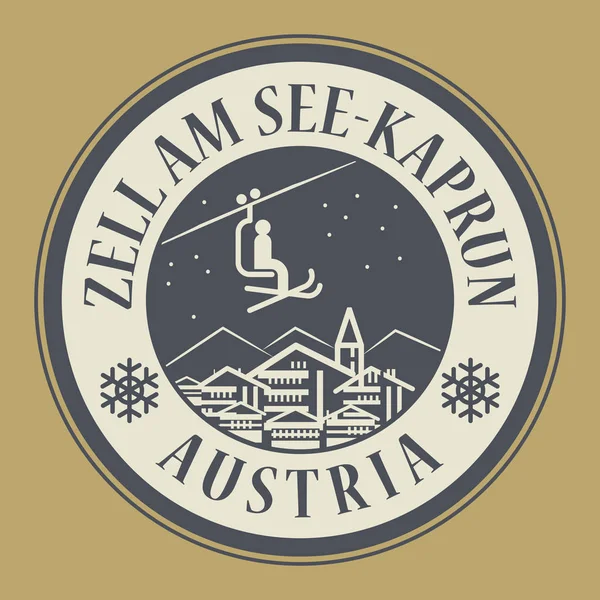 Zell am See-Kaprun na Áustria, estância de esqui —  Vetores de Stock
