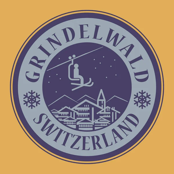 Grindelwald İsviçre, Kayak Merkezi — Stok Vektör