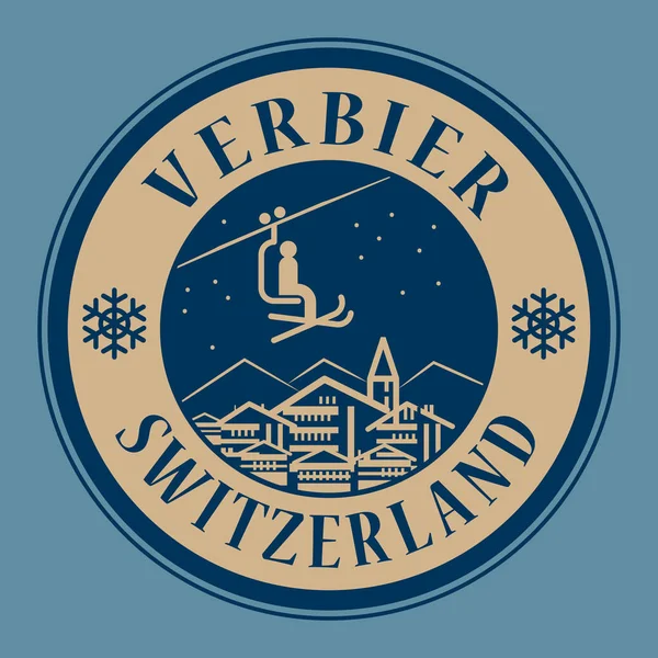 Verbier, Svájc, síközpont — Stock Vector