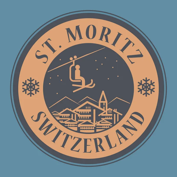 St. Moritz, Svájc, síközpont — Stock Vector