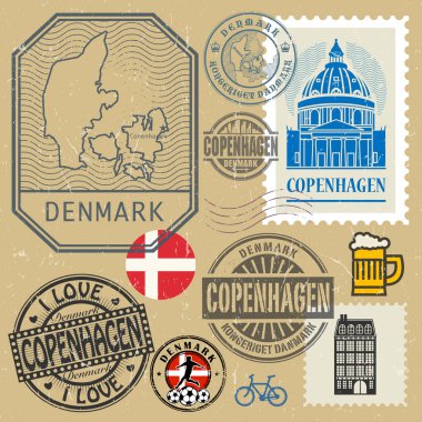 Seyahat pullar ya da semboller, Danimarka, Copenhagen tema ayarlamak