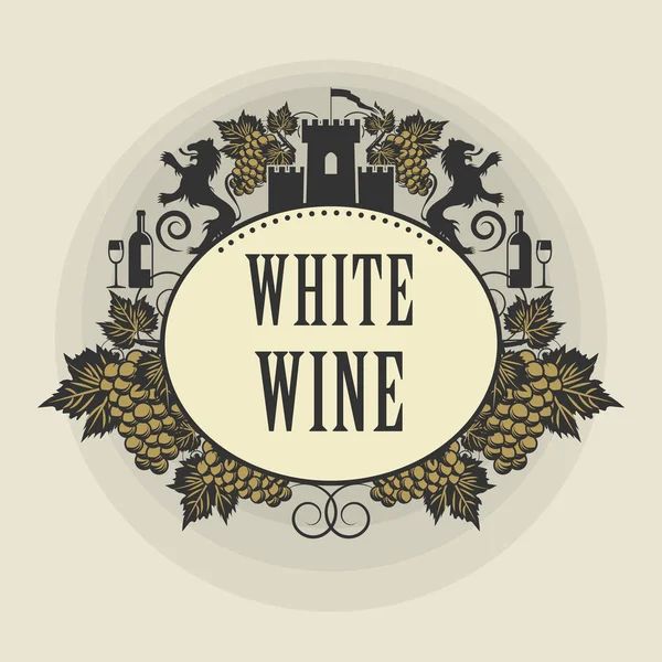 Etiqueta o etiqueta con el texto Vino Blanco, escrito dentro — Vector de stock