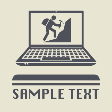 Seyahat veya simgesini veya işareti tırmanma laptop ya da defter bilgisayar