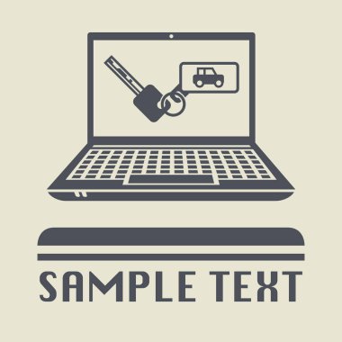 Laptop ya da defter bilgisayar ile araba anahtar simgesi 