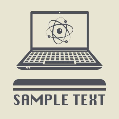 Atomik simgesi ile laptop ya da defter bilgisayar