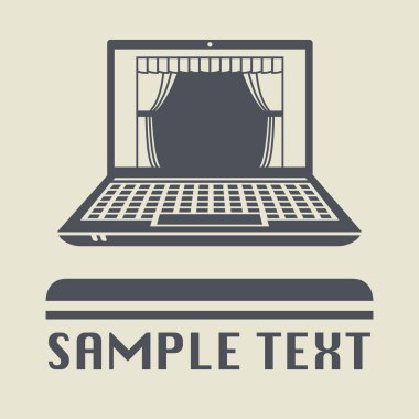 Laptop ya da defter bilgisayar ile Tiyatro sahne simgesi