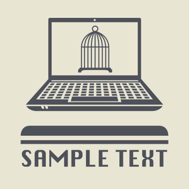 Kuş kafesi simgesini veya işareti ile laptop ya da defter bilgisayar