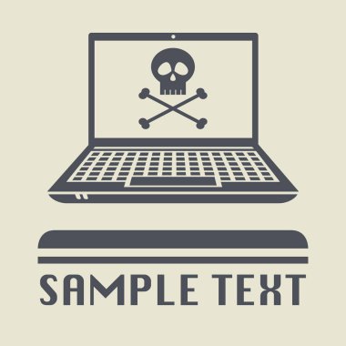 Kafatası simgesini veya işareti ile laptop ya da defter bilgisayar