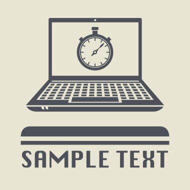 Laptop ya da defter bilgisayar ile kronometre simgesi