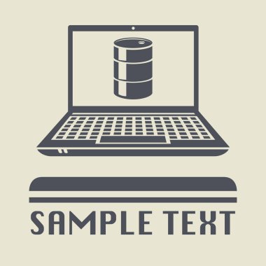 Laptop ya da defter bilgisayar petrol varil simgesini veya işareti ile