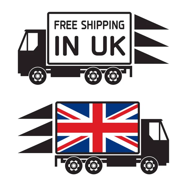 Dostawczego i tekst Free Shipping w Wielka Brytania — Wektor stockowy
