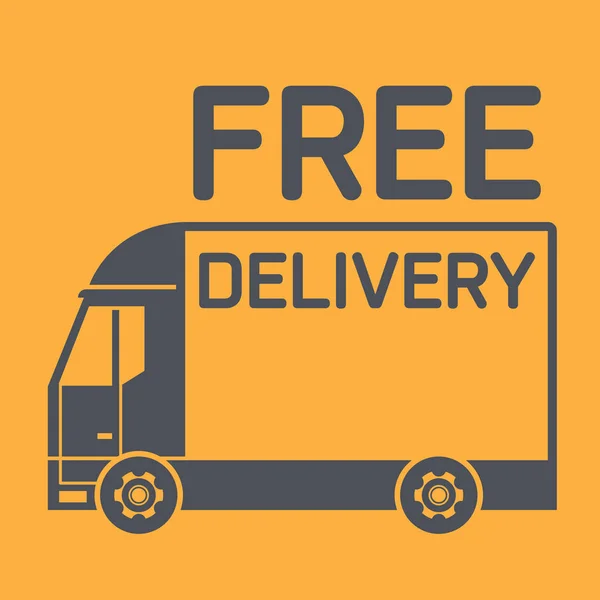 Feliratának vagy ikonjának szállítás teherautó és szöveg ingyenes kiszállítással — Stock Vector