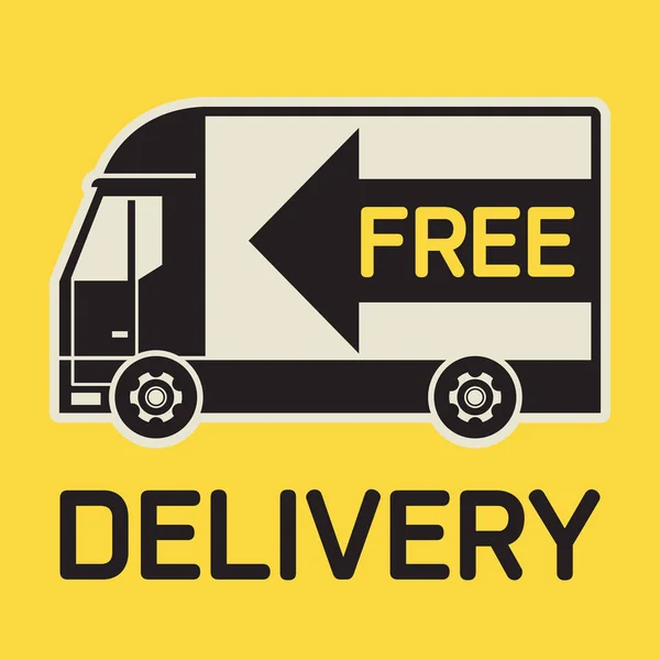 Etiqueta o icono con camión de entrega y texto de entrega gratuita — Archivo Imágenes Vectoriales