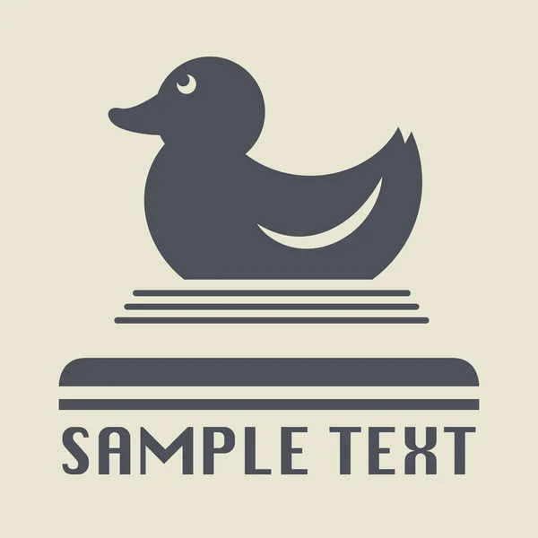 Pato de goma o pato juguete de baño icono o signo — Vector de stock